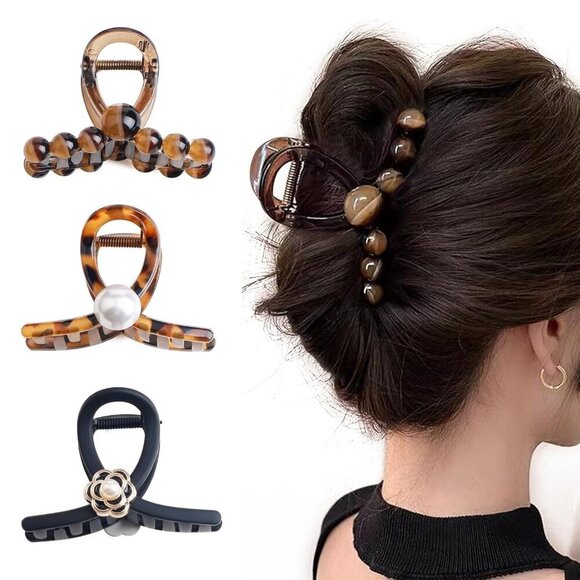 Pearl Hair Claw Clips Set of 3 for Women Thin Hair Elegant Stylish Comfortable main image 5